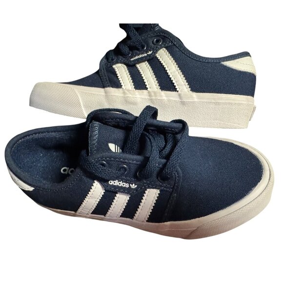 Adidas Navy/White Canvas Low-Top Sneakers Children Size 12K - Picture 1 of 10